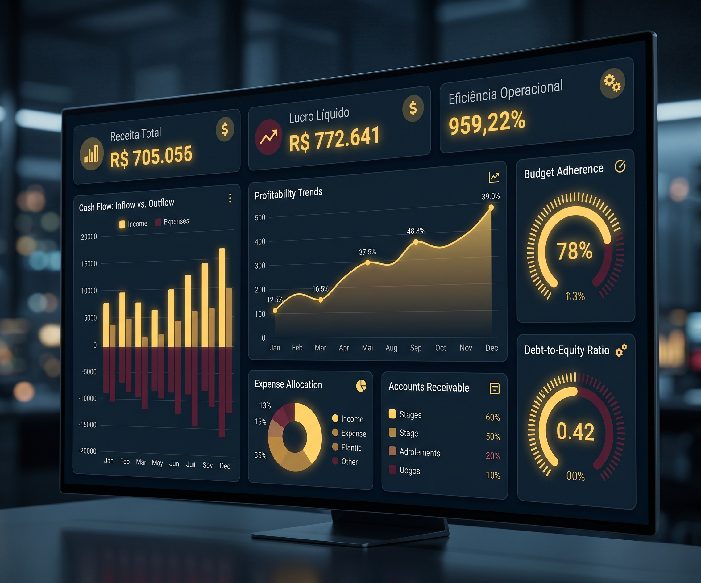 Dashboard financeiro moderno